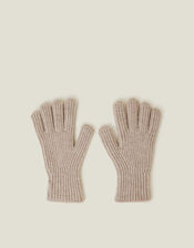 Rib Knit Gloves, Natural (NATURAL), large