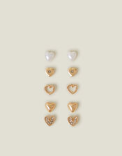 5-Pack Heart Stud Earrings, , large