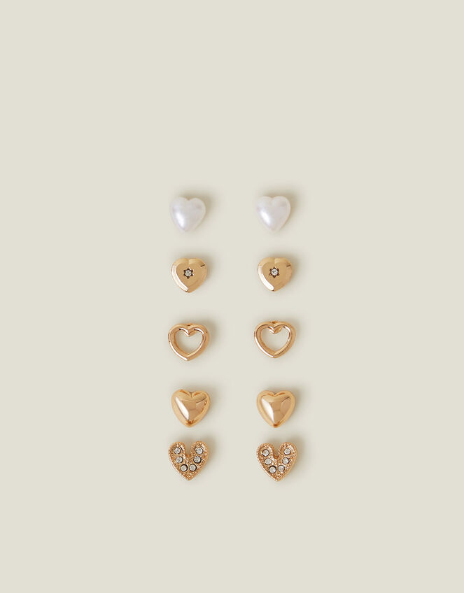 5-Pack Heart Stud Earrings, , large