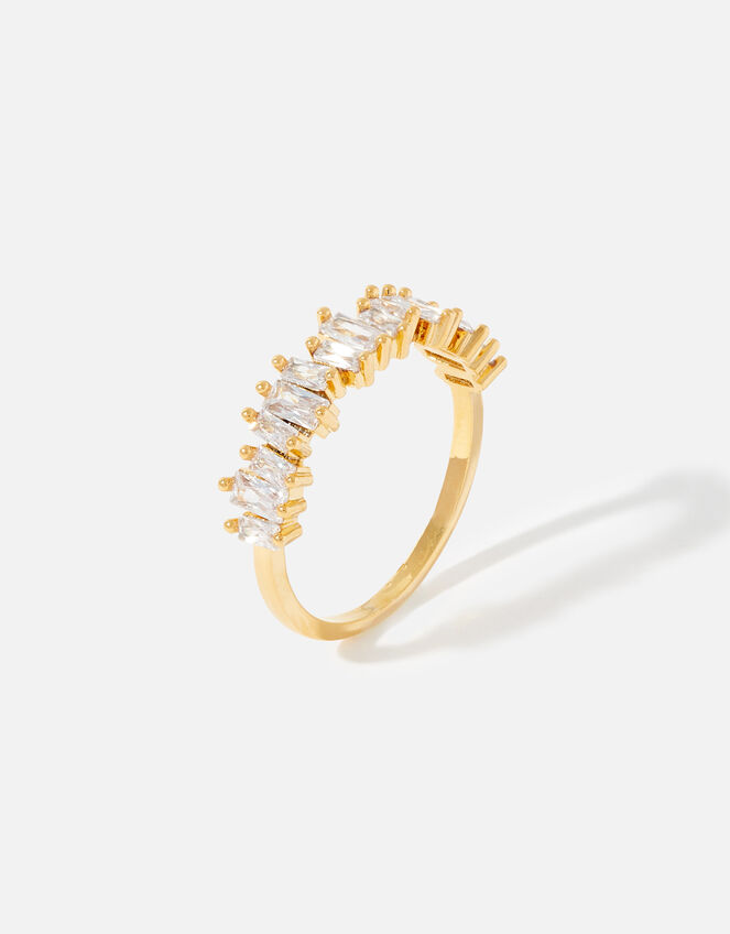 Gold-Plated Baguette Gem Ring, Gold (GOLD), large