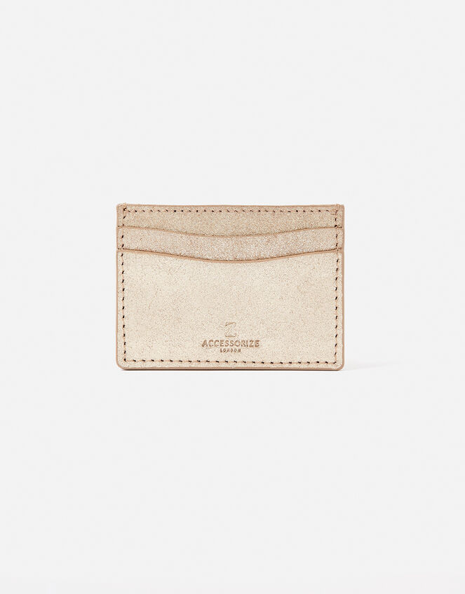 Metallic Leather Card Holder, Gold (GOLD), large