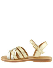 Metallic Leather Sandals, Gold (GOLD), large