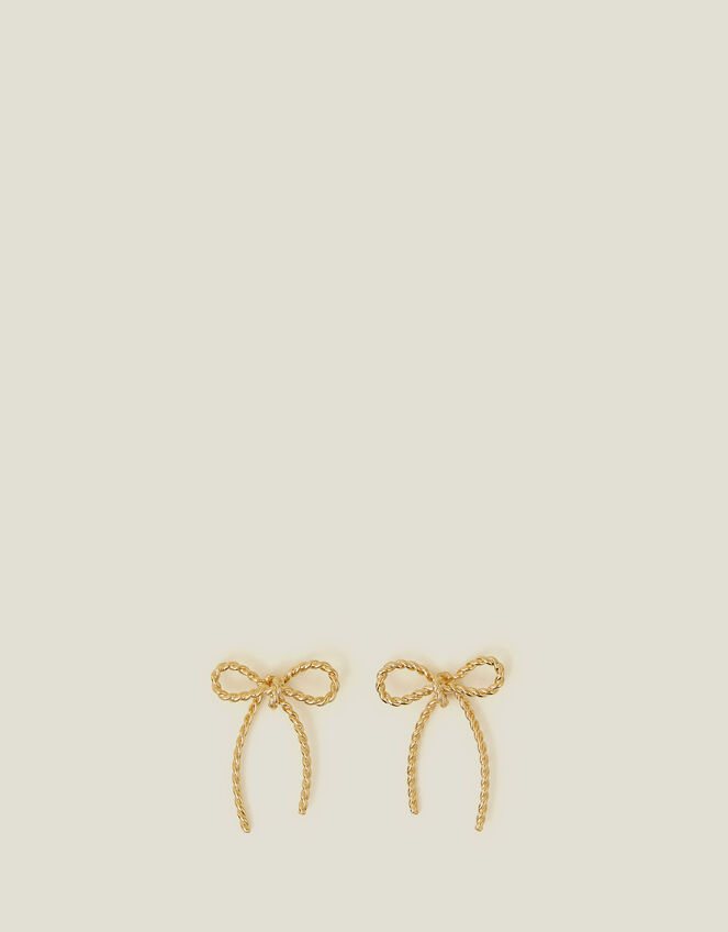 14ct Gold-Plated Bow Earrings, , large