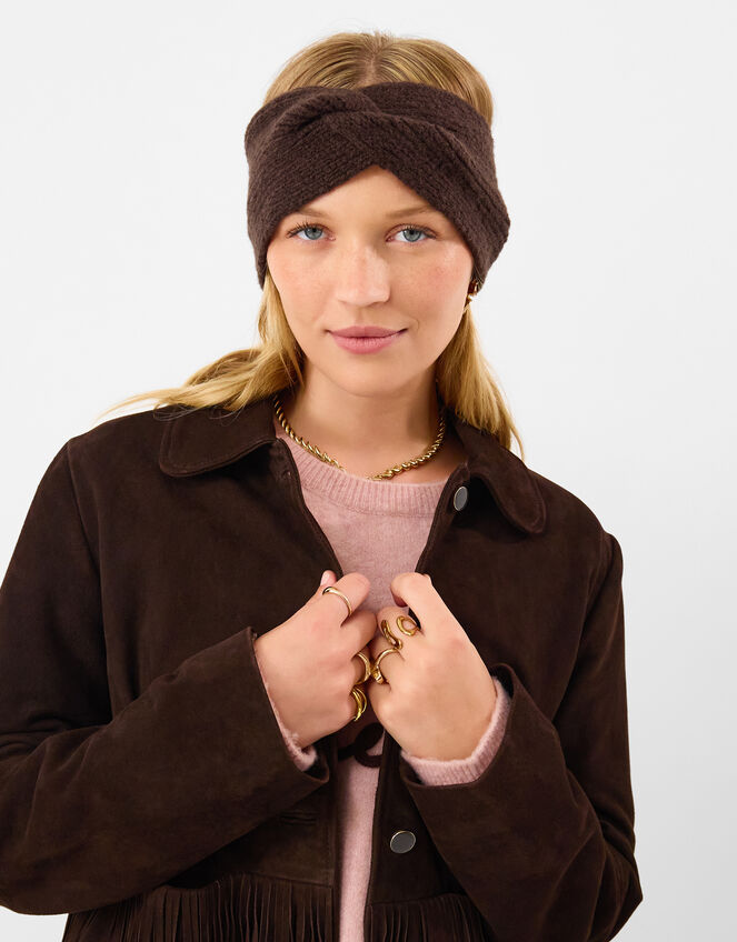 Soft Knit Bando Headband, Brown (CHOCOLATE), large