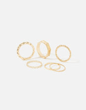 Berry Blush Textured Hexagon Ring Set, Gold (GOLD), large