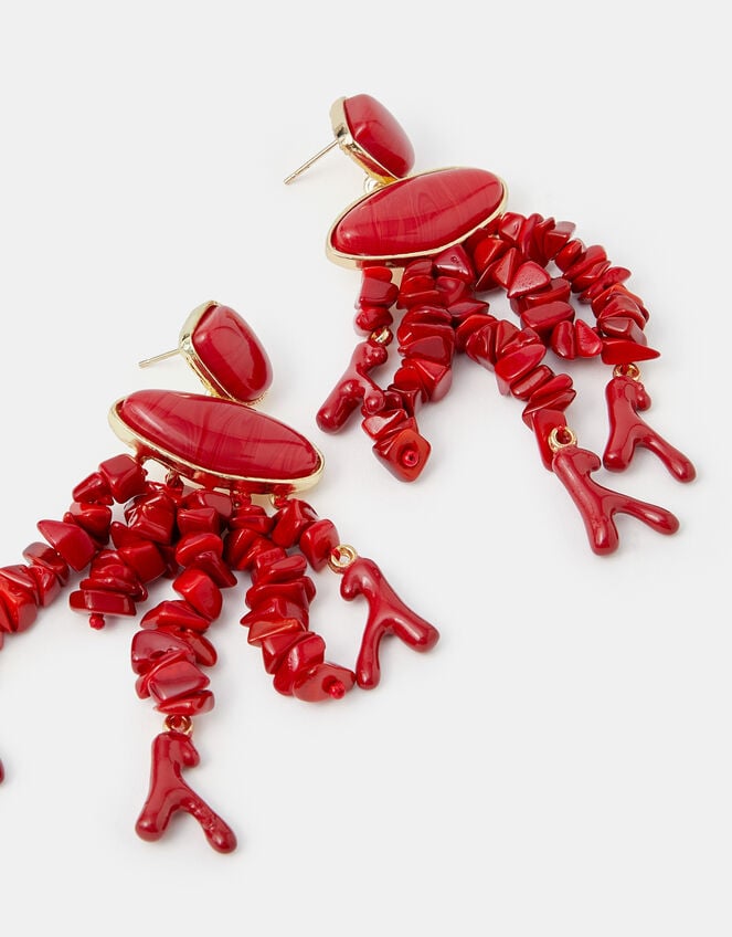 Coral Stone Drop Earrings, , large