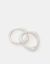2-Pack Sterling Silver-Plated Irregular Rings, Silver (ST SILVER), large