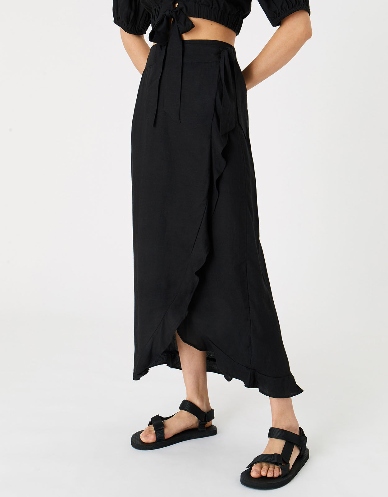 Wrap around skirt black on sale