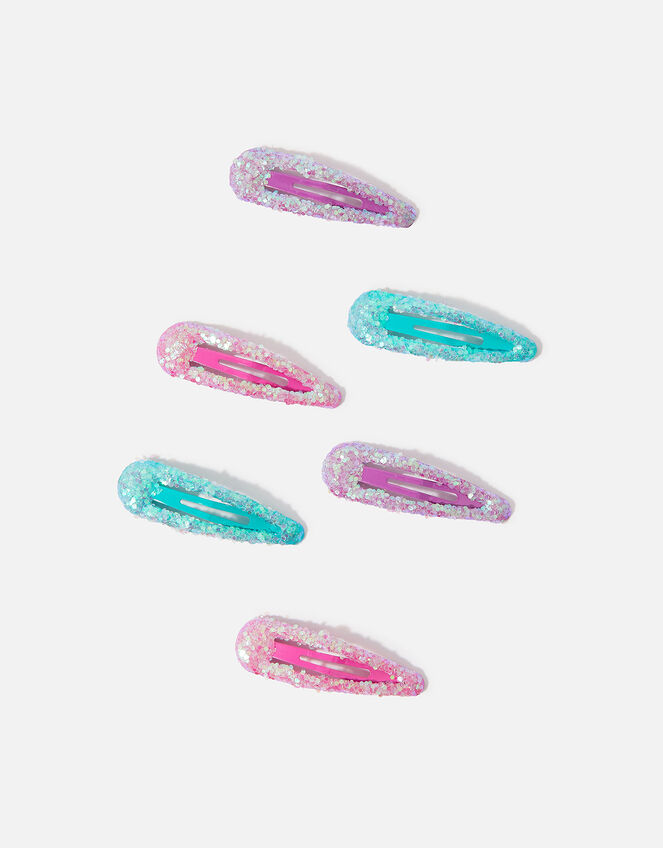 Girls Glitter Hair Clips 6 Pack, , large