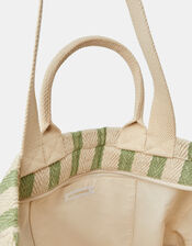 Slogan Stripe Beach Tote Bag, , large