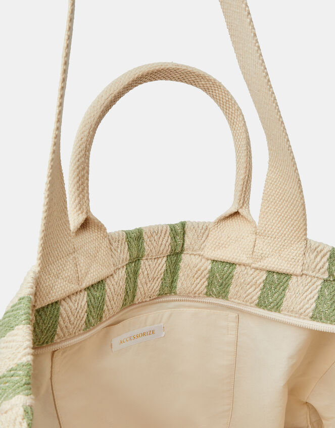 Slogan Stripe Beach Tote Bag, , large