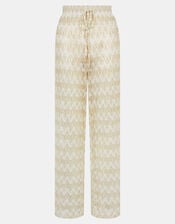Crochet Wide Leg Beach Trousers, White (WHITE), large