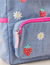 Kids Chambray Strawberry Backpack , , large