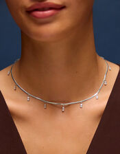 Sterling Silver-Plated Omega Charm Necklace, , large