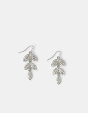 Diamanté Leaf Drop Earrings, , large