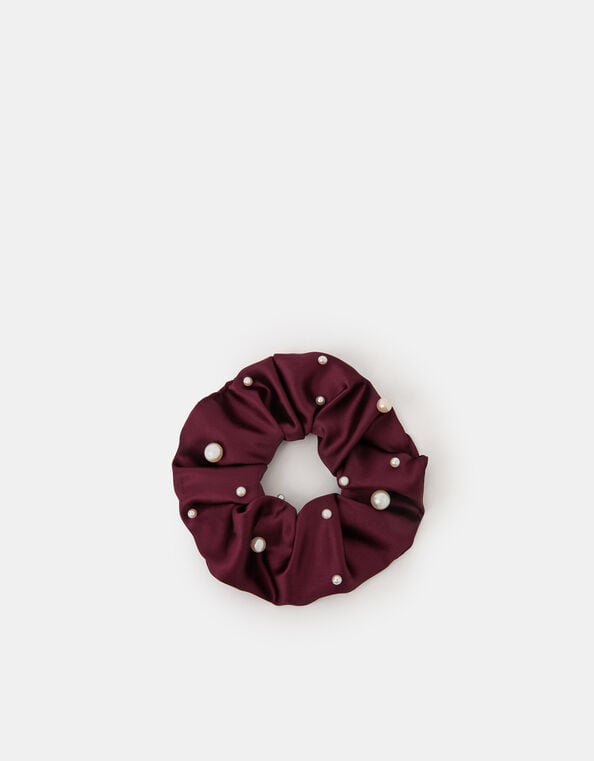 Pearl Satin Scrunchie, , large