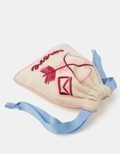 Cupid Embroidered Drawstring Pouch, , large