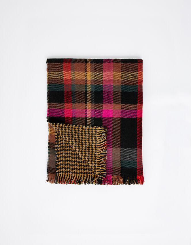 Joanna Check Knit Blanket Scarf, , large