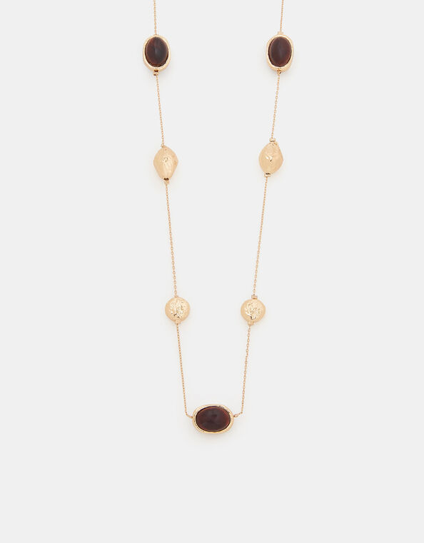 Resin Stone Station Necklace, , large