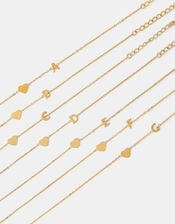 Stainless Steel Heart Initial Bracelet, Gold (GOLD), large