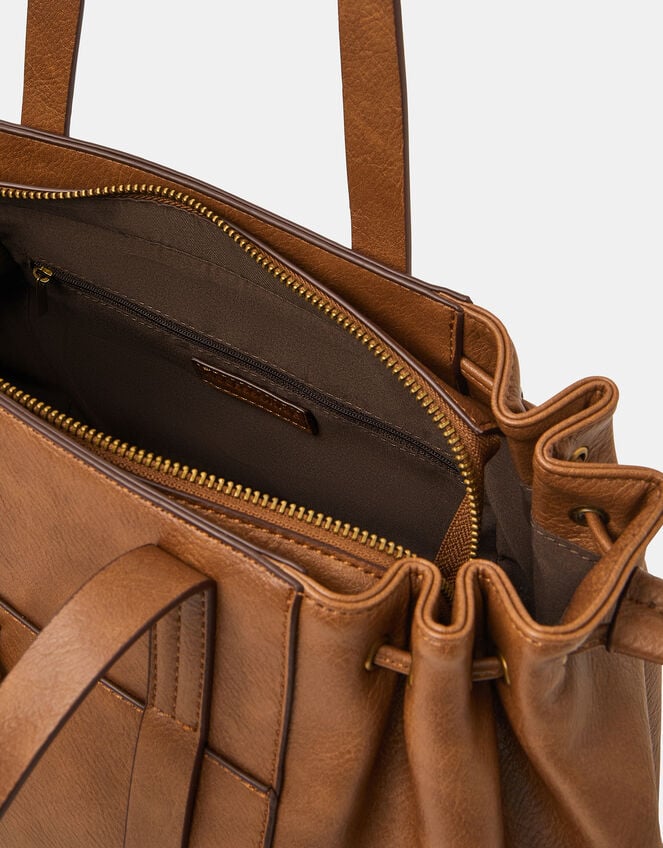 Padlock Ruched Shoulder Bag, Tan (TAN), large