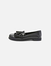Patent Tassel Trim Loafers, Black (BLACK), large