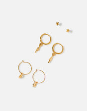 Gold-Plated Celestial Earring Set of Three, , large