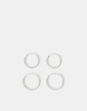 Sterling Silver Plain Mini Hoops Set of Two, , large