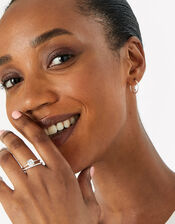Sterling Silver Round Solitaire Ring, White (ST CRYSTAL), large