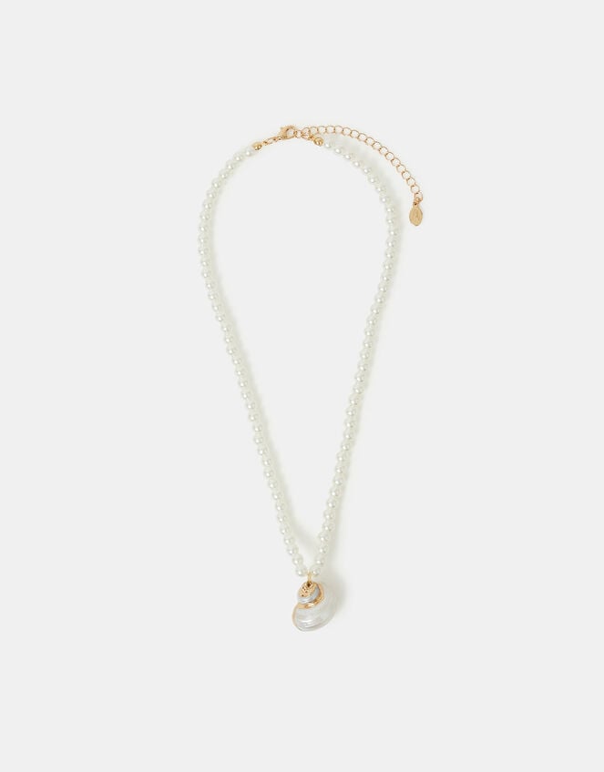 Shell Pendant Pearl Necklace, , large