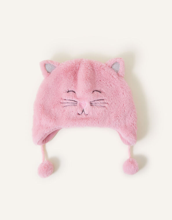 Faux Fur Fluffy Cat Chullo Hat, Pink (PINK), large
