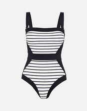 Illusion Shaping Textured Swimsuit , Black (BLACK WHITE), large