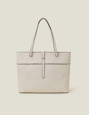 Large Faux Leather Tote Bag, Cream (CREAM), large