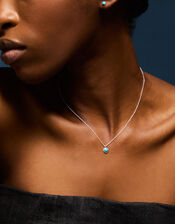 Sterling Silver Healing Stone Pendant Necklace, Blue (BLUE), large