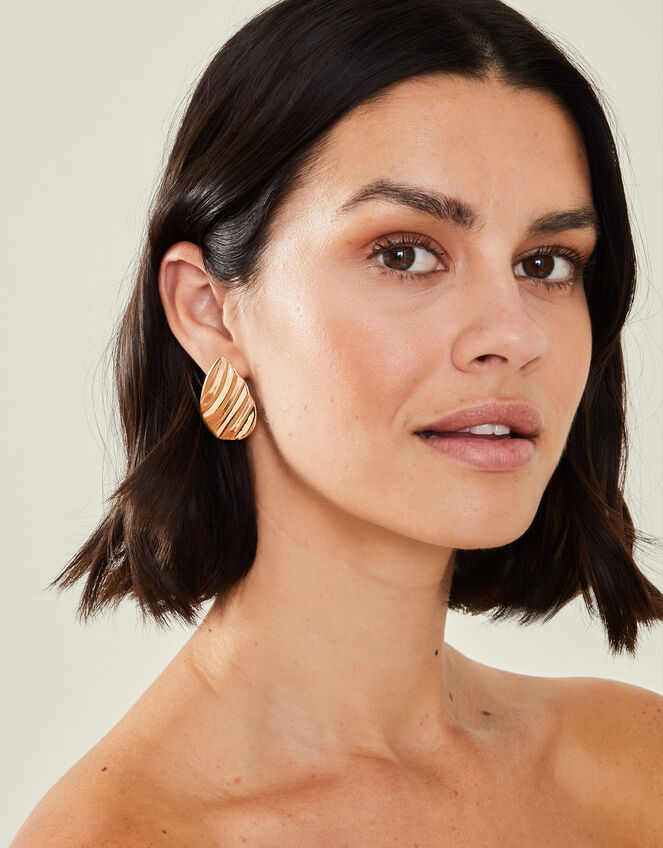 Ripple Teardrop Stud Earrings, , large