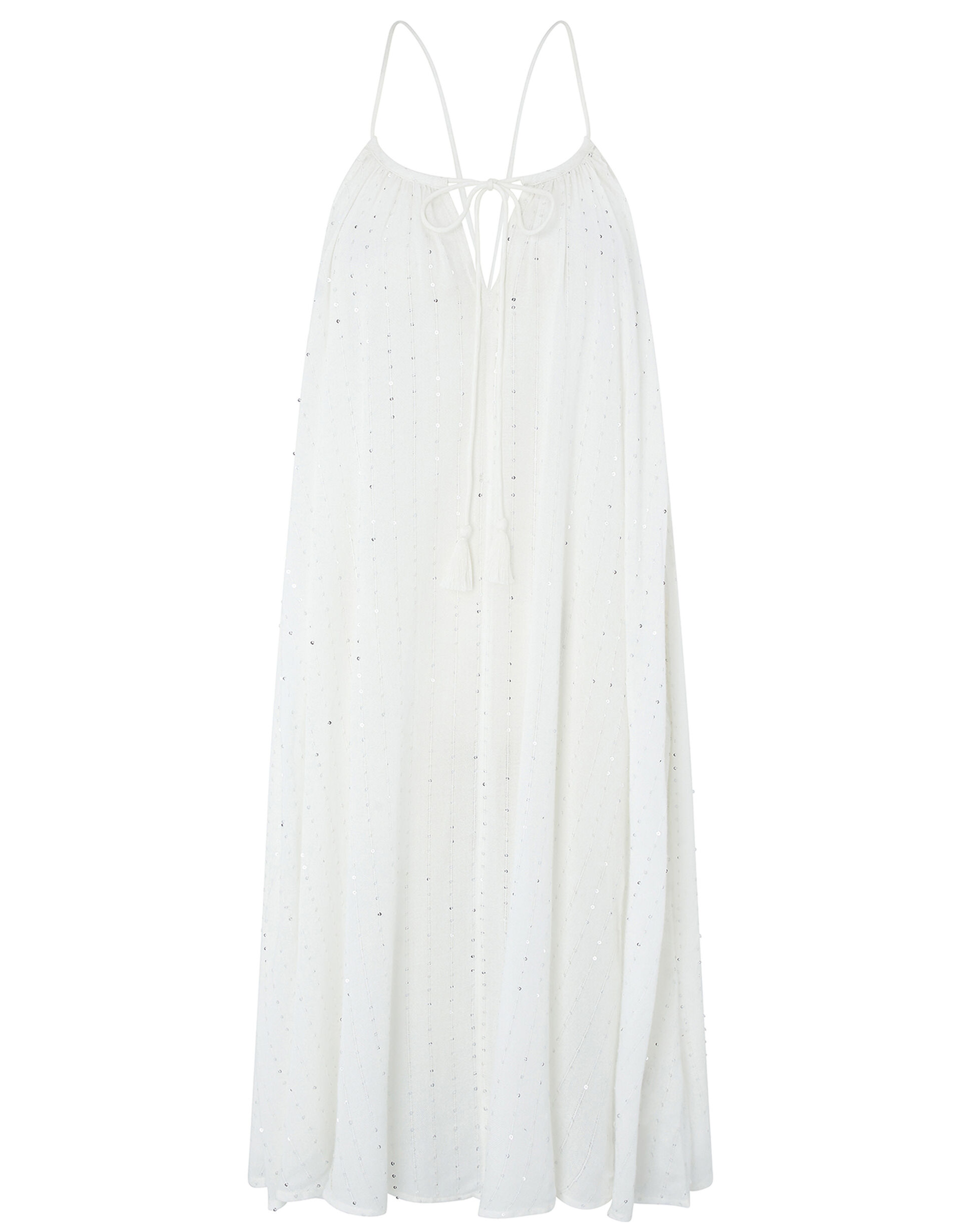Sequin Swing Midi Dress, White (WHITE), large