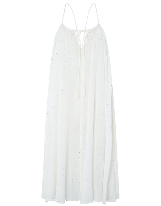 Sequin Swing Midi Dress, White (WHITE), large