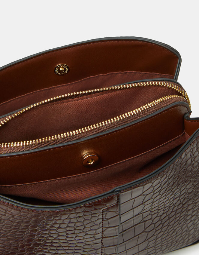 Faux Croc Crossbody Bag, , large