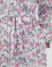 Jasmine Print Cotton Dressing Gown, Pink (PINK), large