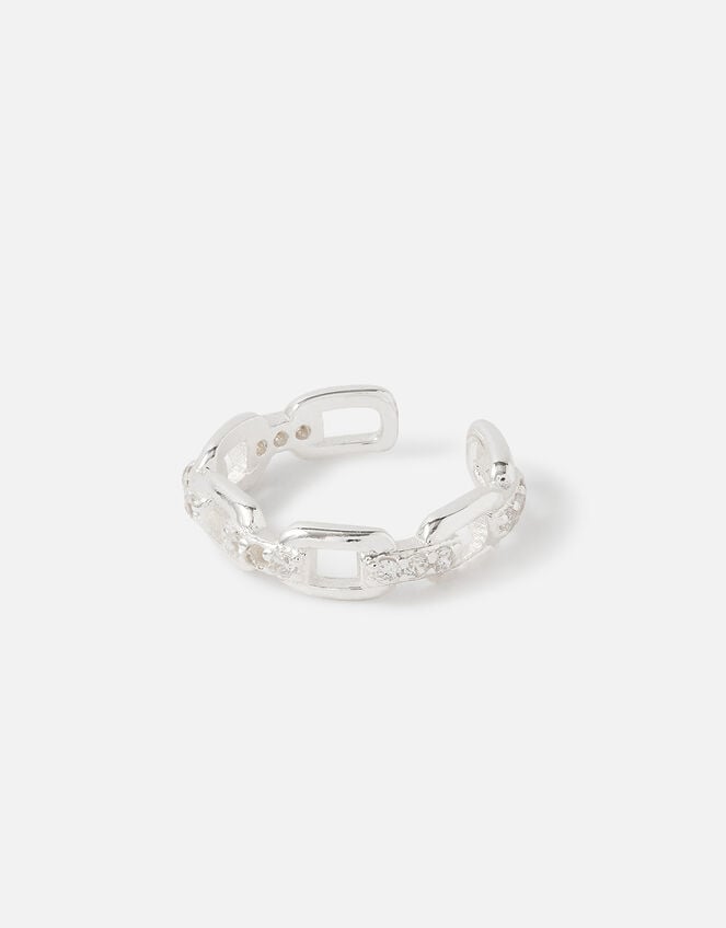 Sterling Silver Ear Chain Cuff, Silver (ST SILVER), large