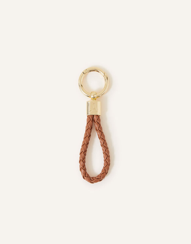 Plaited Loop Keyring, Tan (TAN), large