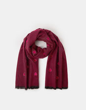 Heart Embroidered Blanket Scarf, , large