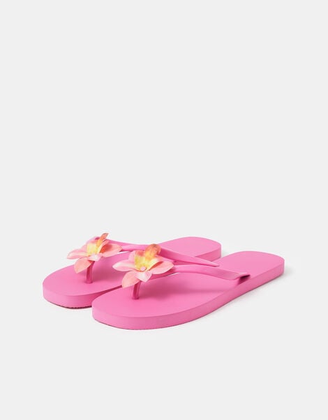 Orchid Flower Flip Flops, Pink (PINK), large
