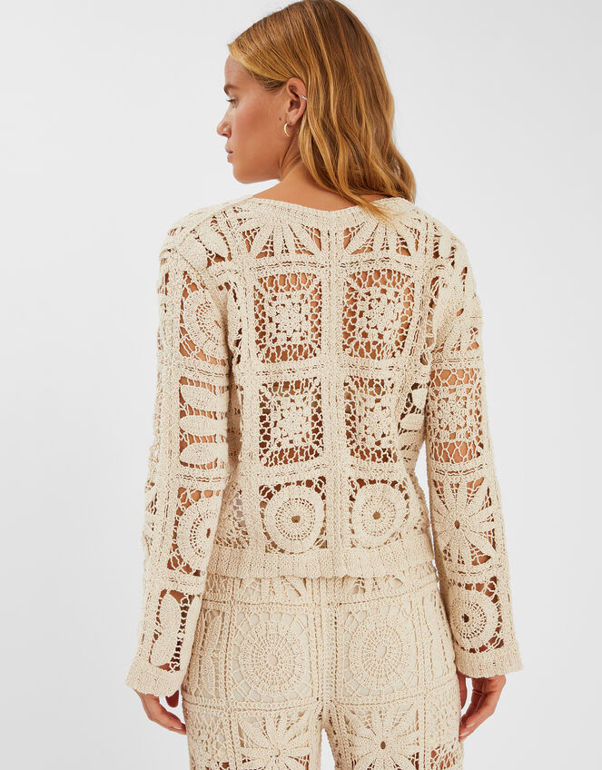 Crochet Cardigan, Natural (NATURAL), large