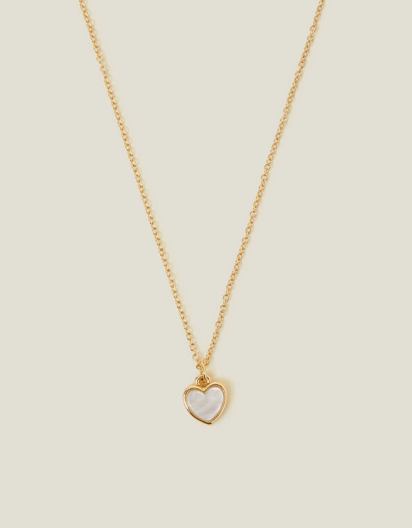Pearly Heart Pendant Necklace, , large