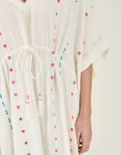 Embroidered Mirror Kaftan, White (WHITE), large