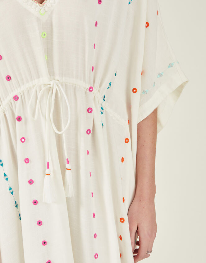 Embroidered Mirror Kaftan, White (WHITE), large