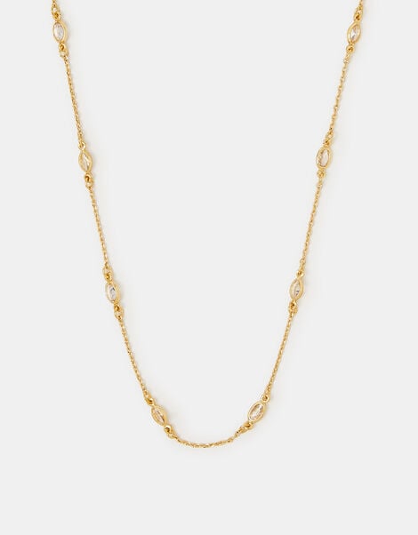 14ct Gold-Plated Cubic Zirconia Collar Necklace, , large