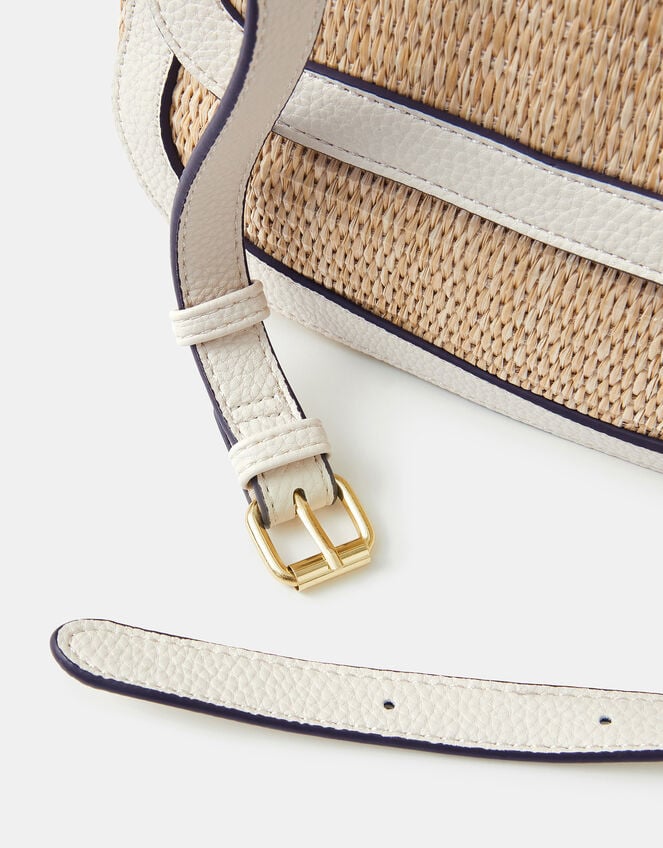 Woven Satchel Cross-Body Bag, Cream (CREAM), large