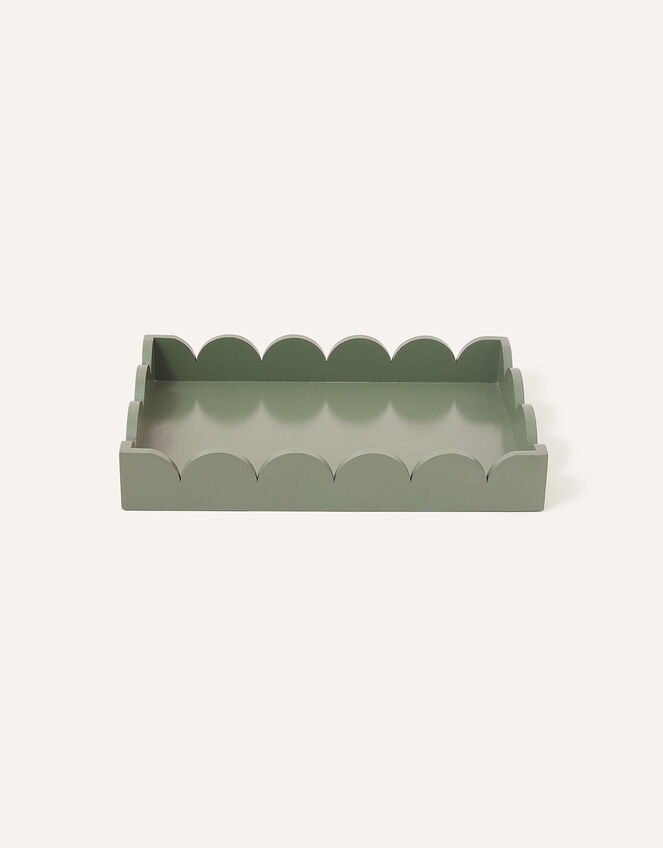 Wood Scallop Tray, Green (GREEN), large